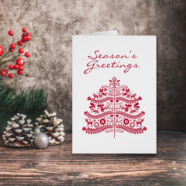 Red Scandinavian Folk Art Nordic Christmas Tree  (Creator Uploaded)