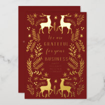 Red Scandinavian Nordic Reindeer Business  Foil Holiday Card
