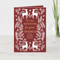 Red Scandinavian Nordic Winter Reindeer Business Holiday Card