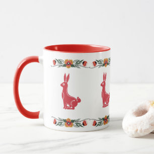 Red Scandinavian Rabbit Mug