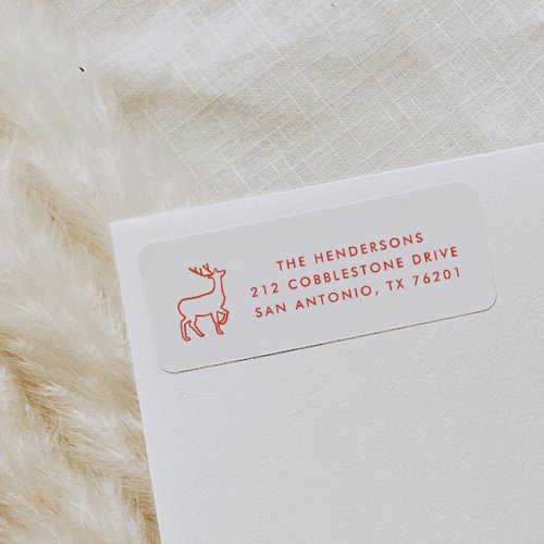 Red Scandinavian Reindeer Return Address Label