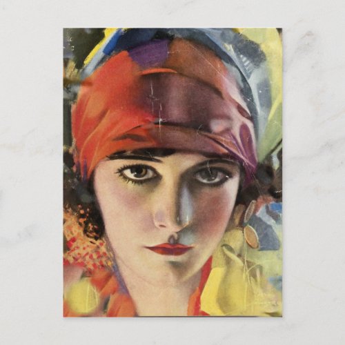 Red Scarf Gypsy Lady Postcard