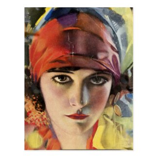 Red Scarf Gypsy Lady Postcard