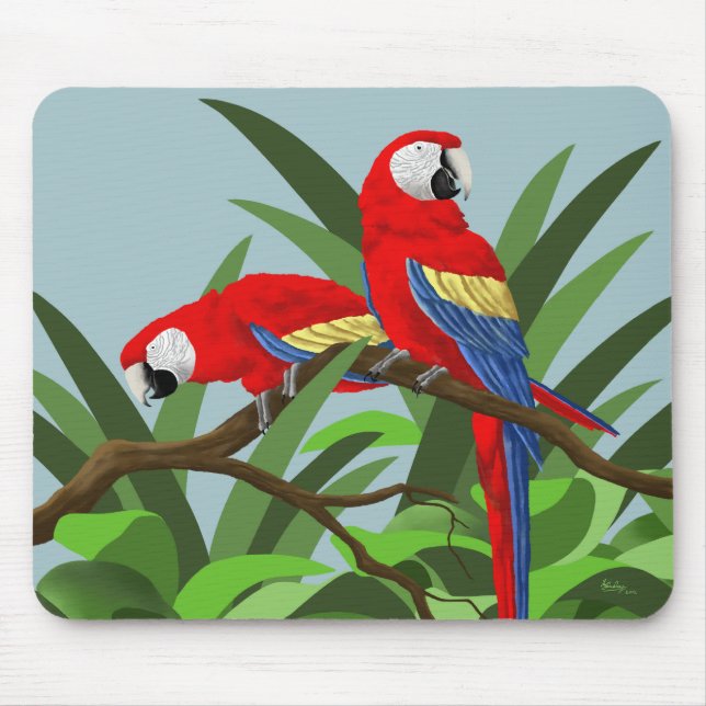Red Scarlet Macaw Parrot Mousepads (Front)