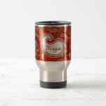 Red scarlet paisley travel mug