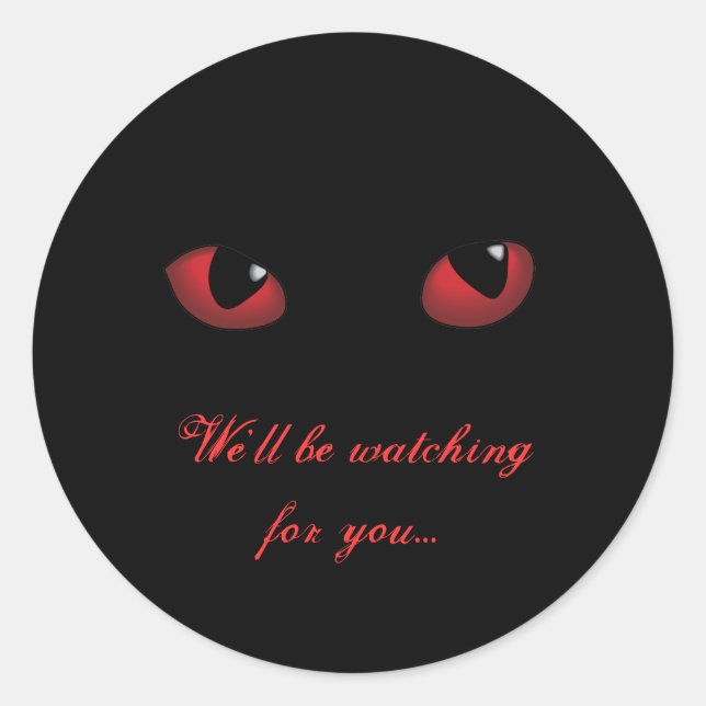 Red Scary Eyes Watching for You Stickers (Front)