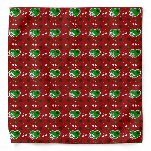 Red Scatter Hearts Edelweiss Alpine Flower Floral Bandana