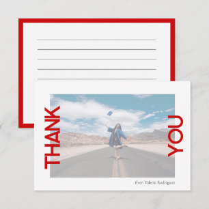 Red School Color Photo Thank You Card