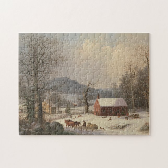 Red School House (Country Scene) 1858 Jigsaw Puzzle (Horizontal)