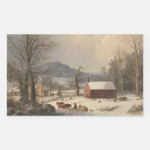 Red School House (Country Scene) 1858 Rectangular Sticker