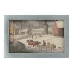 Red School House (Country Scene): Belt Buckle