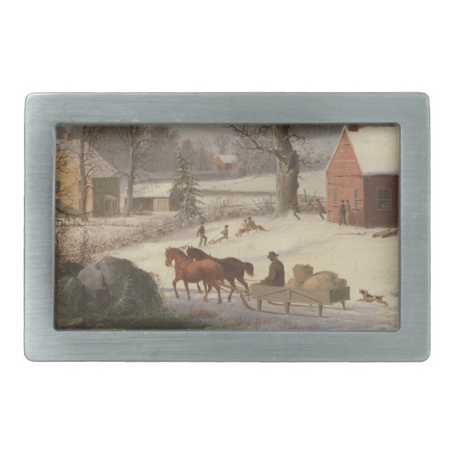 Red School House (Country Scene): Belt Buckle (Front)
