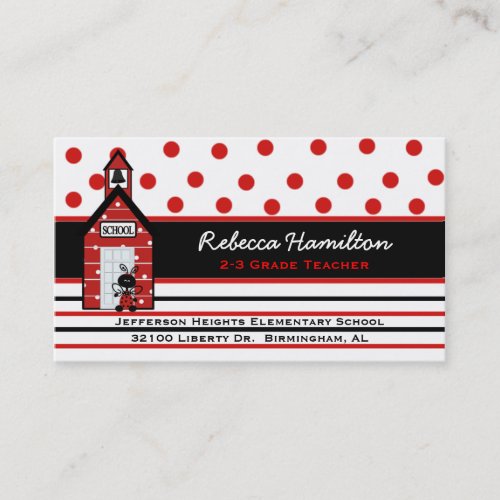 Red School House Teachers Business Card