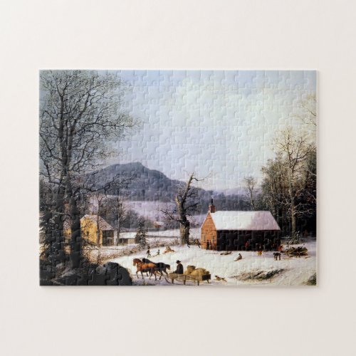 Red School House Winter George Henry Durrie 1858 Jigsaw Puzzle