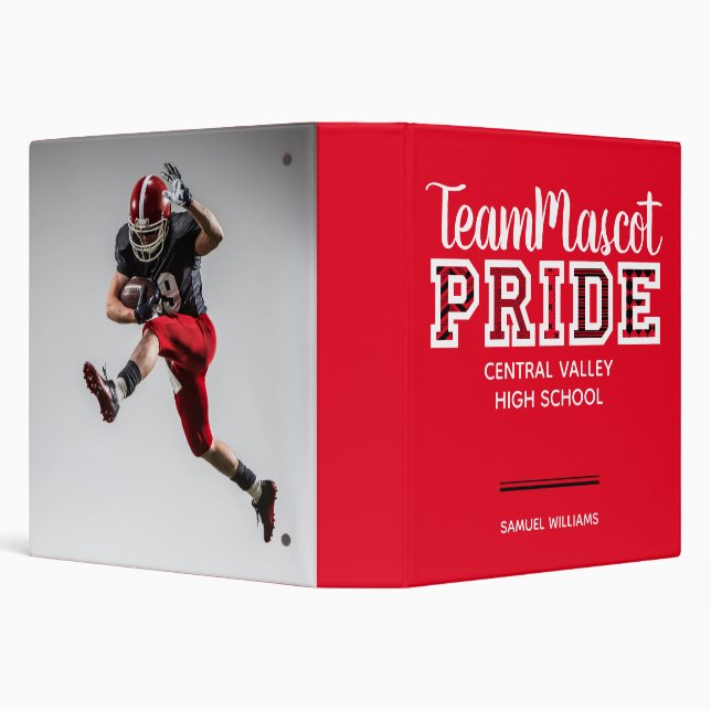 Red School Pride Mascot Name 3 Ring Binder (Background)