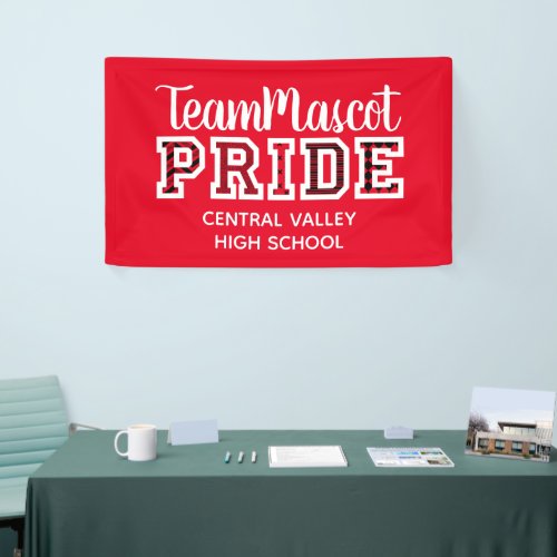 Red School Pride Mascot Name Banner
