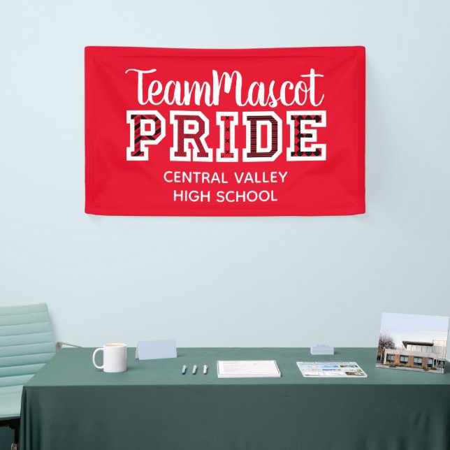 Red School Pride Mascot Name Banner (Tradeshow)