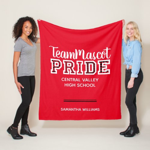 Red School Pride Mascot Name Fleece Blanket