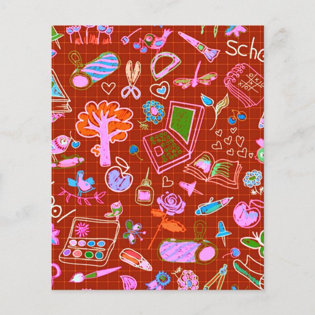 Red school theme scrapbook background paper (Front)