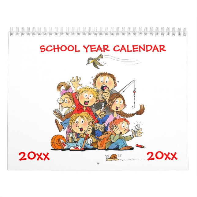 Red School Year Calendar For Kids (Cover)
