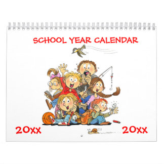 Red School Year Calendar For Kids