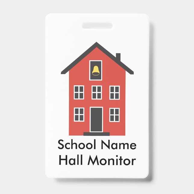 Red Schoolhouse Hall Monitor Badge (Front)