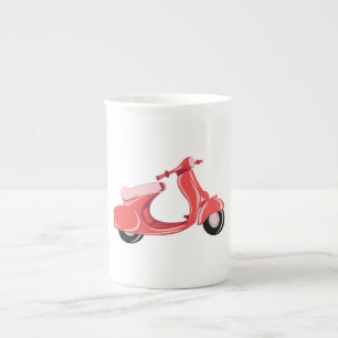 Red Scooter Bone China Mug