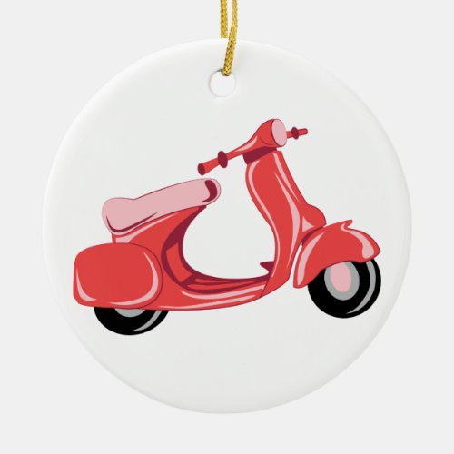Red Scooter Ceramic Ornament