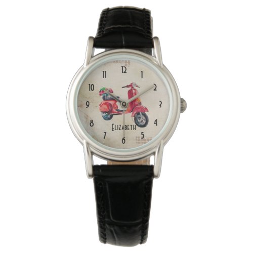 Red Scooter European Style Personalized Watch