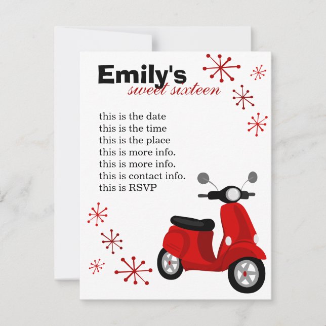 Red Scooter Invitation (Front)