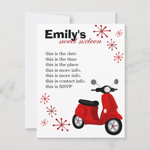 Red Scooter Invitation