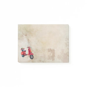 Red Scooter With Flower Pot In Watercolors Post-it Notes
