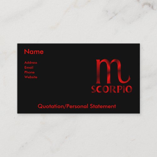 Red Scorpio Horoscope Symbol Business Card