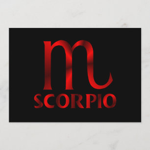 Red Scorpio Horoscope Symbol Invitation