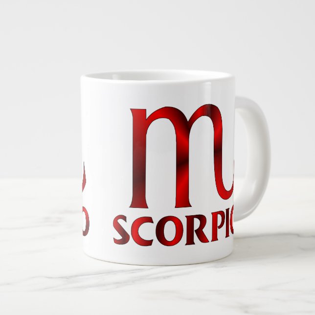 Red Scorpio Horoscope Symbol Large Coffee Mug (Front Right)