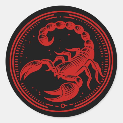 Red Scorpion Astrology Zodiac Sign Scorpio Classic Round Sticker