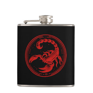 Red Scorpion Astrology Zodiac Sign Scorpio Flask