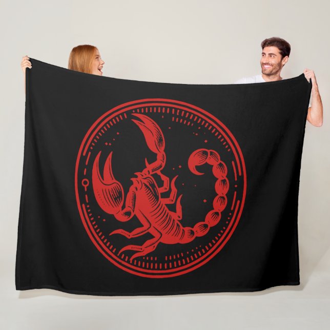 Red Scorpion Astrology Zodiac Sign Scorpio Fleece Blanket (In Situ)