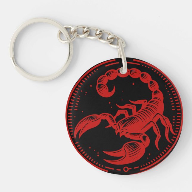 Red Scorpion Astrology Zodiac Sign Scorpio Keychain (Front)