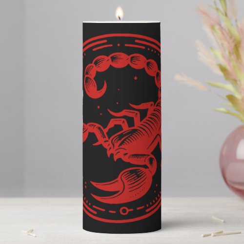 Red Scorpion Astrology Zodiac Sign Scorpio Pillar Candle