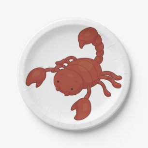 Red Scorpion Illustration Paper Plates