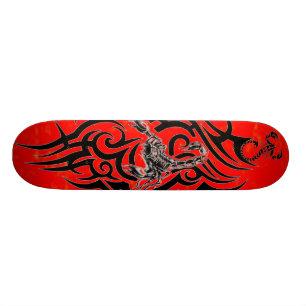 Red Scorpion skateboard Deck