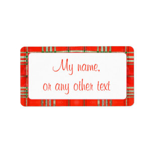 RED SCOTT TARTAN 1.25"x2.375" Labels