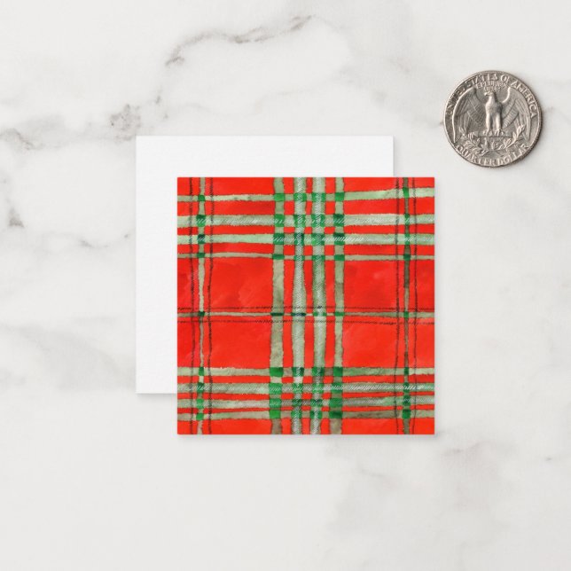 RED SCOTT TARTAN 2.5" Square Flat Card (Front/Back In Situ)