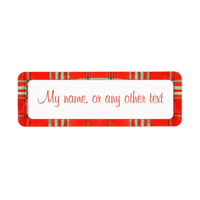 RED SCOTT TARTAN .75"x2.25" Labels (Front)