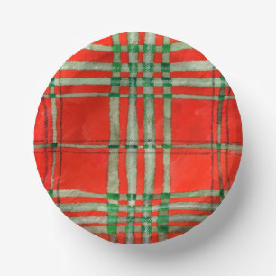 RED SCOTT TARTAN 7" Paper Bowls