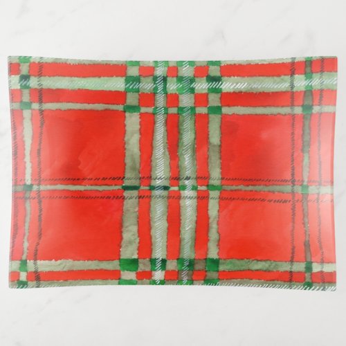 RED SCOTT TARTAN 7x10 Glass Tray