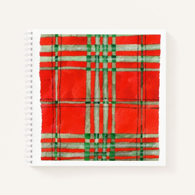 RED SCOTT TARTAN 8.5x8.5 Spiral Notebook  (Front)