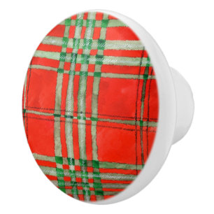 RED SCOTT TARTAN Ceramic Knob