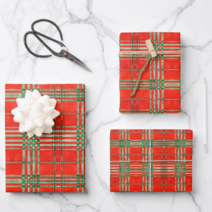 RED SCOTT TARTAN Flat Sheet Wrapping Paper